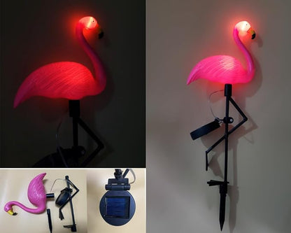 yaokingdom Waterproof Solar Flamingo Garden Light, Durable Blow Molded Yellow Beak and red Body Flamingo Shape, Bird feet and Ground Plug Removable