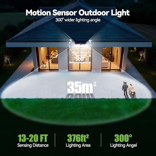 TECKNET 416 LED Solar Powered Outdoor Lights, Security Solar Lights- 1 Pack
