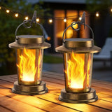 Solar Lanterns Outdoor Waterproof, Upgraded Flickering Flame Solar Lights Outdoor, Solar Powered Lanterns Decorative, Hanging Solar Lantern for Garden Yard Patio Path Porch Tree Decor 2 Pack(Copper)