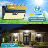kolpop 318 LED Solar Outdoor Lights, IP65 Waterproof Motion Sensor Outdoor Lights 3 Modes Super Bright Security Flood Wall Lights for Garden, Fence, Front Door, Yard(2pack)