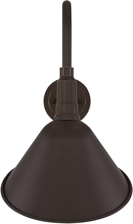 Franklin Iron Works Neihart Rustic Farmhouse Industrial Outdoor Barn Light Fixture Bronze 18 1/4" Curving Gooseneck RLM for Exterior House Porch Patio Outside Deck Garage Yard Front Door Home