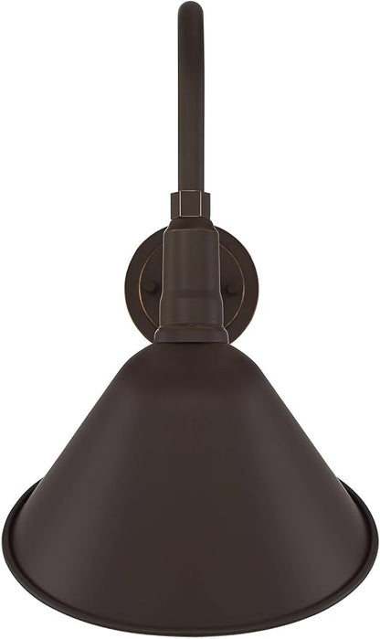Franklin Iron Works Neihart Rustic Farmhouse Industrial Outdoor Barn Light Fixture Bronze 18 1/4" Curving Gooseneck RLM for Exterior House Porch Patio Outside Deck Garage Yard Front Door Home