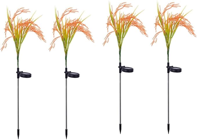 Homoyoyo 4pcs LED Solar Light Pathway Yard Decor, Warm Light Control Lawn Lamps with In-ground Stakes, Solar-Powered Outdoor Landscape Lighting for Garden and Patio
