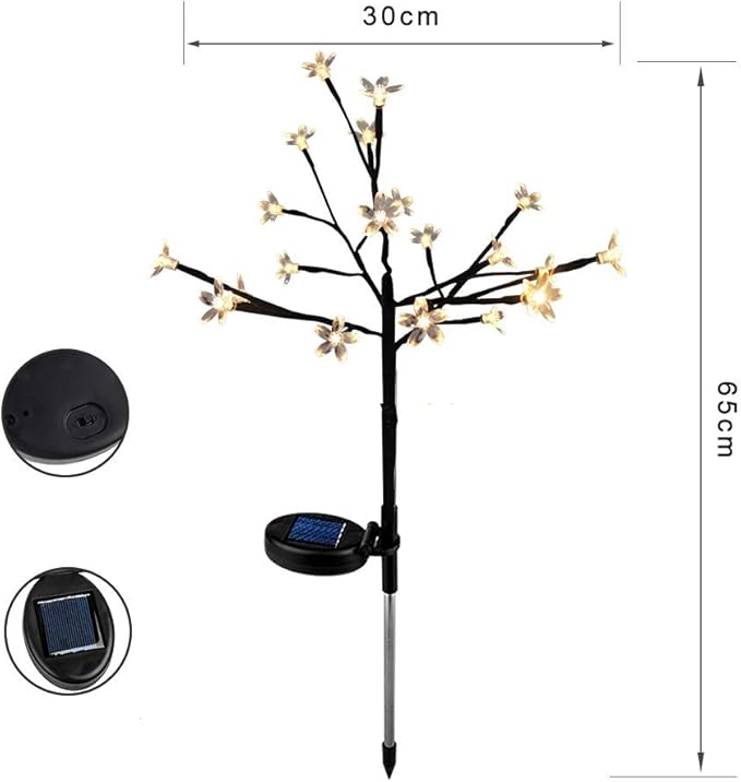 Solar Flower Fairy Light, Warm White Stainless Steel Solar Path Lights for Outdoor Landscape Lighting, Patio, Yard, Walkway, Driveway, Garden (Warm White) (1 Piece)