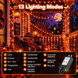 Connectable 240 LED Orange Halloween Lights, String Lights Indoor Outdoor
