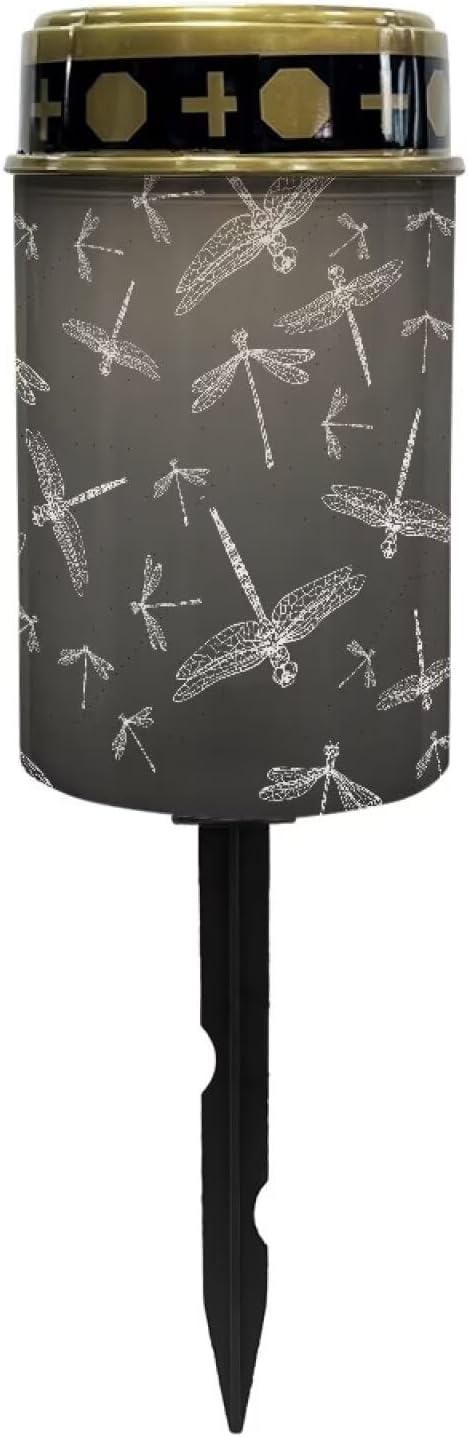 Dragonfly Print Solar Light Outdoor 4th of July Solar Garden Light Sunflower Water Resistant Solar Light Landscape Path Light for Yard Patriotic Solar Light