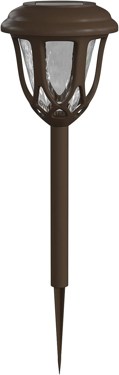 Flash Furniture Hess 8 Pack LED Solar Lights - All-Weather Brown Tulip Style Outdoor Solar Powered Lights - Landscape Lighting for Pathway, Garden, & Yard, 3.37x3.37x14, Brown