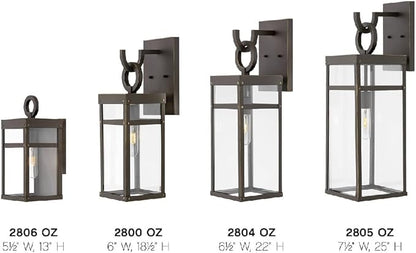 Hinkley Porter Collection Extra Small Wall Mount Lantern, 120V – Add Security to Porches, Patios & Exterior Spaces with Ultra-Durable Outdoor Lighting, Oil Rubbed Bronze