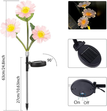 EpicGadget Solar Garden Flowers Solar Lights - Outdoor LED Waterproof Flowers Garden Decorative Stake Light for Walkway Pathway Backyard Christmas Decoration Parties (2 Pieces) (Warm White)
