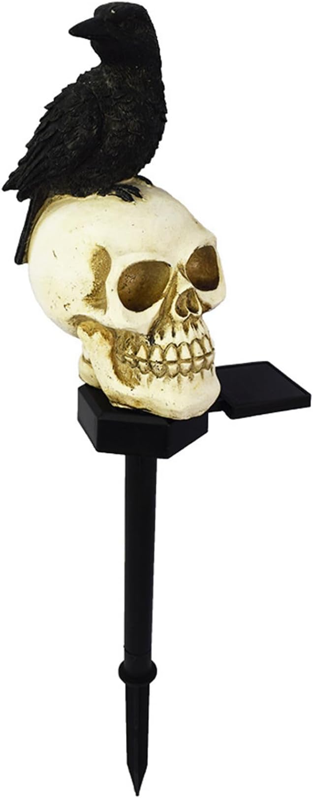 Pathway Lighting, Solar Garden Light for Halloween 6-8 Hours Solar Powered LED Crow Skull Solar Lights Ground Plug-in Pathway Solar Lights for Lawn, Backyard Look Left