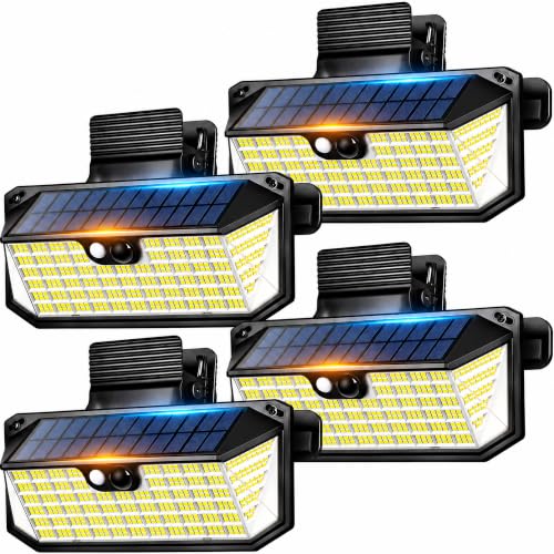 LUHLEE Solar Motion Sensor Lights Outdoor with Clip (4 Pack)