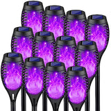 12 Packs Purple Flickering Flame Halloween Solar Lights for Halloween Decor