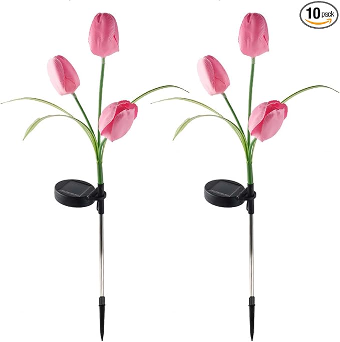 2pcs Flowers Waterproof Solar Powered Stake Lights LED Decorative Landscape for Garden Solar Tulip LED Garden Stake | Lumora