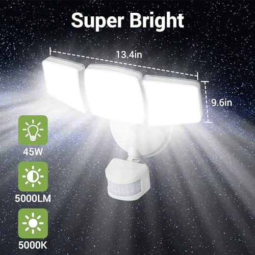 D2D Security Lights Motion Sensor Outdoor LED Flood Lights Remote 45W 5000K