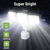 D2D Security Lights Motion Sensor Outdoor LED Flood Lights Remote 45W 5000K