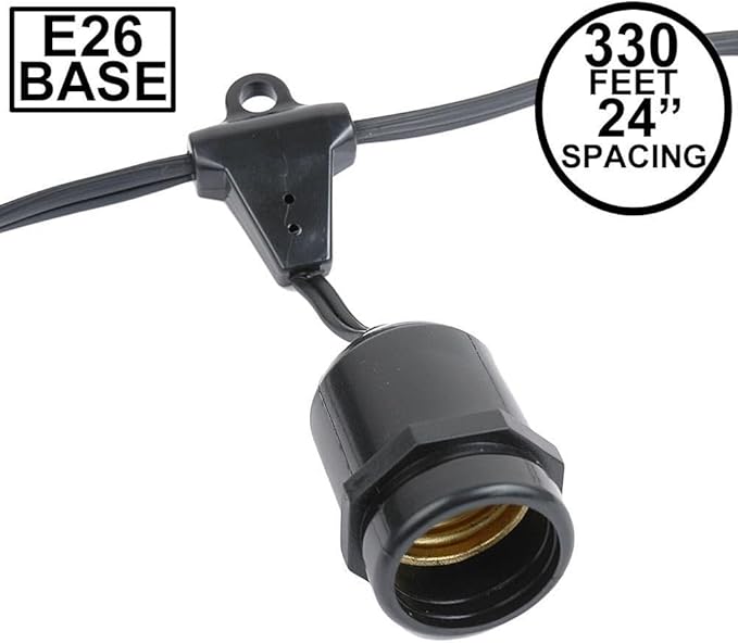 Novelty Lights 330 Feet Heavy Duty Light String with 165 Suspended E26 Sockets - Outdoor Security Flood Light | Lumora