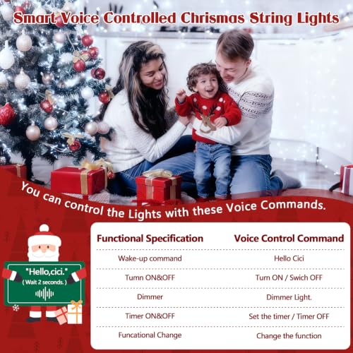 240LED 88FT Christmas String Lights Voice Controlled Remote, Cool White