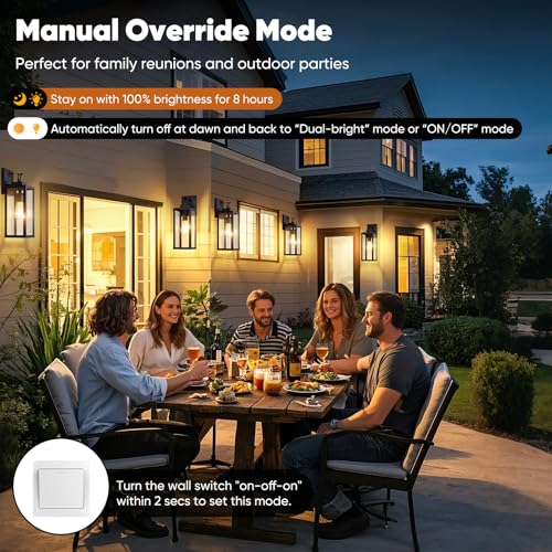 BesLowe 2-Pack 16” Upgraded Motion Sensor Outdoor Wall Lights, Black