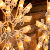 Dazzle Bright Christmas Snowflake Lights Outdoor,100 Count 8.5FT Connectable Waterproof Christmas Icicle Lights with 6 Drops Plug in for Indoor Xmas Yard Home Decorations (Warm White)