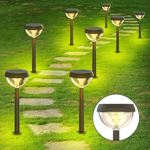 Linkind Solar Pathway Lights 8 Pack, Solar Lights Outdoor Warm White