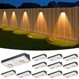 Bridika Solar Fence Lights Outdoor Waterproof, 12 Pack Fence Light Solar Powered with Bright Lens LED, Warm White, Cool White and RGB Color Glow, Solar Lights for Deck, Wall, Patio & Backyard Black