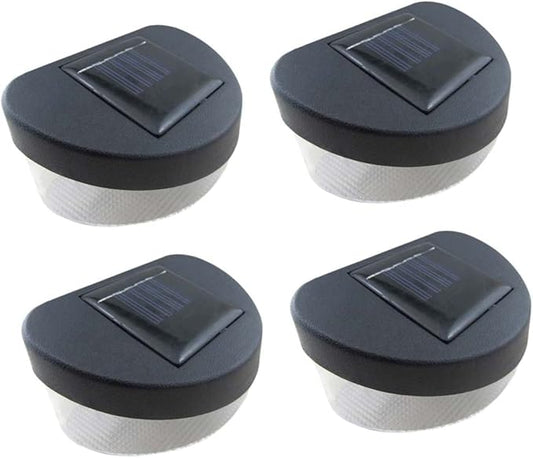 Cabilock 4pcs Solar LED Outdoor Wall Lights Garden Lamp for Pathway Porch Fence Black Shell with White Light Easy Installation