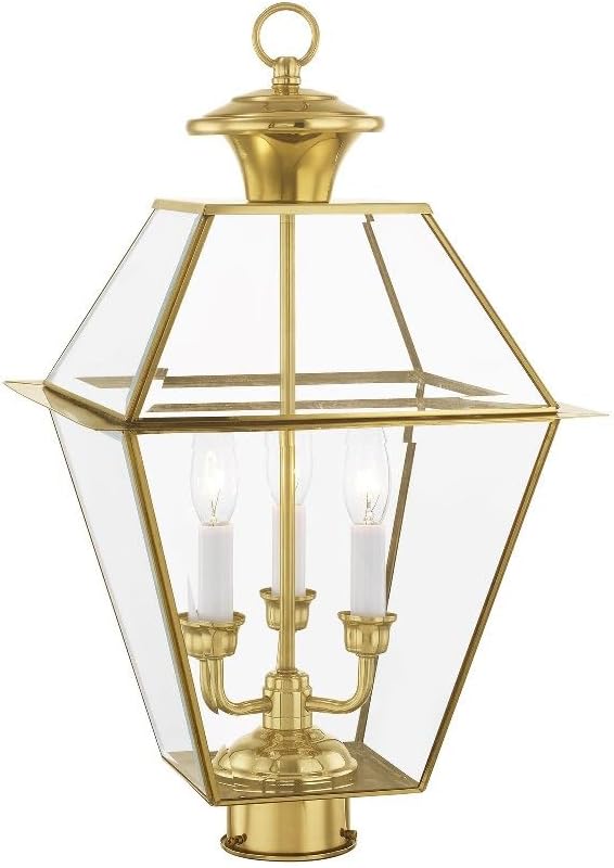 Livex Lighting Lantern 2384-91 Transitional Three Light Post-Top Lanterm from Westover - Outdoor Path Light | Lumora
