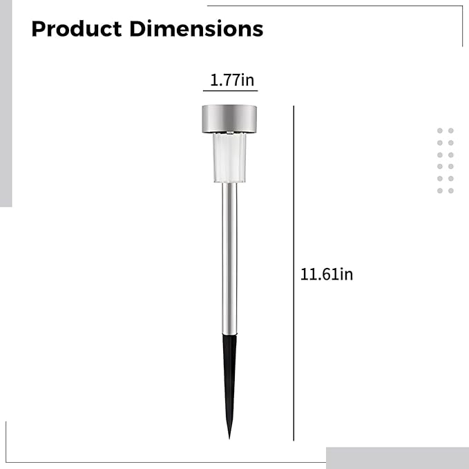 12-Pack Solar Pathway Lights, Stainless Steel Led Tube Lamps For Outdoor Landscape, 29.5 X 4.5 Cm, Ip33 Rated, Auto | Lumora