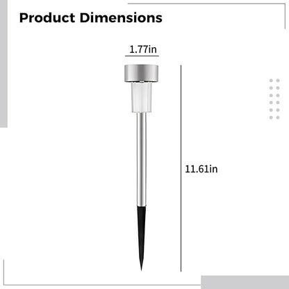 12-Pack Solar Pathway Lights, Stainless Steel Led Tube Lamps For Outdoor Landscape, 29.5 X 4.5 Cm, Ip33 Rated, Auto On/Off