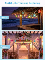 Oviejo 8.5FT LED Tiki Bar String Lights, 10 Multicolor Patio Lights Plug in