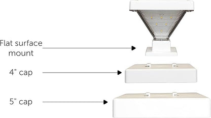 Gama Sonic Luxor Solar Post Cap Light for 4 x 4 and 5 x 5 Post Solar LED Cap Light with 2700K Warm White with Hi/Lo Mode for Wood and Vinyl Fence (2-Pack, White)