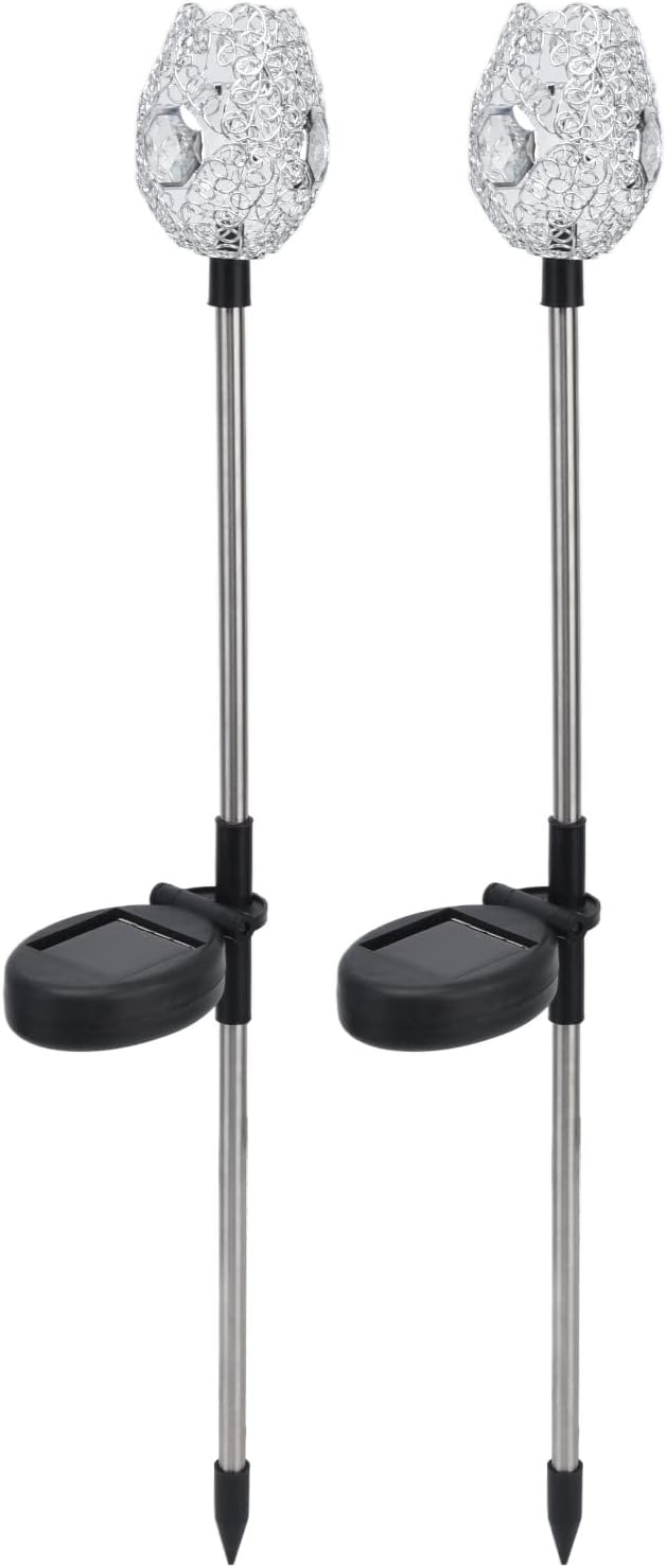 Solar Pathway Lights Outdoor Walkway, Solar Landscape Lights, Warm Light, Stainless Steel, 2 Pack - Efficient Solar Charging, Easy Installation, Garden Decoration