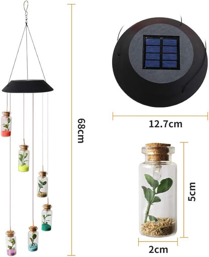 Solar Mobile Lights Hanging Wind Chime, Color Changing Outdoor Solar Garden Decorative Lights for Walkway Pathway Backyard Decoration Parties (Wishing Bottle)