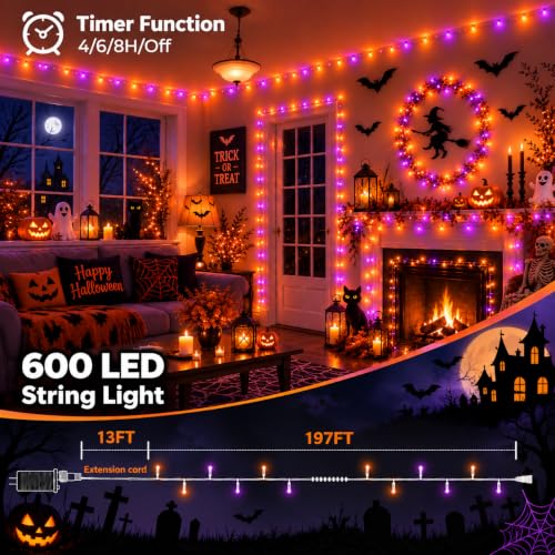 600LED 210FT Smart Color Changing Halloween String Lights RGB App & Remote