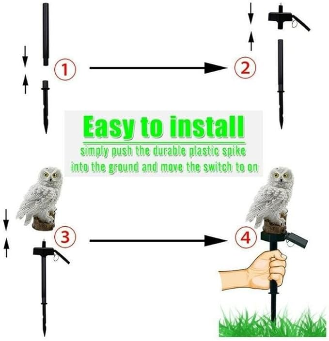 Owl Figure Solar LED Lights, Resin Garden Waterproof owl Figurine with Stake for Outdoor Yard Pathway. (Brown) | Lumora