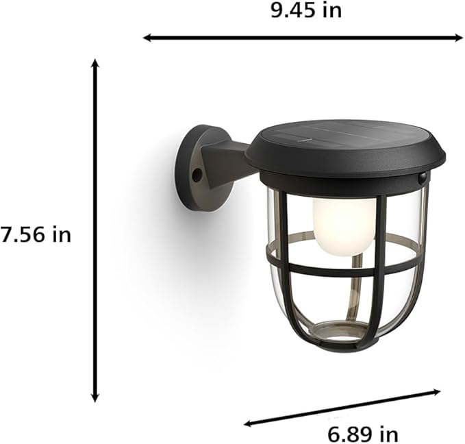 Philips Solar LED 1-Pack Ultra-Efficient Wall Lantern - Radii, Dusk to Dawn, Automatically Linkable, Daylight and | Lumora