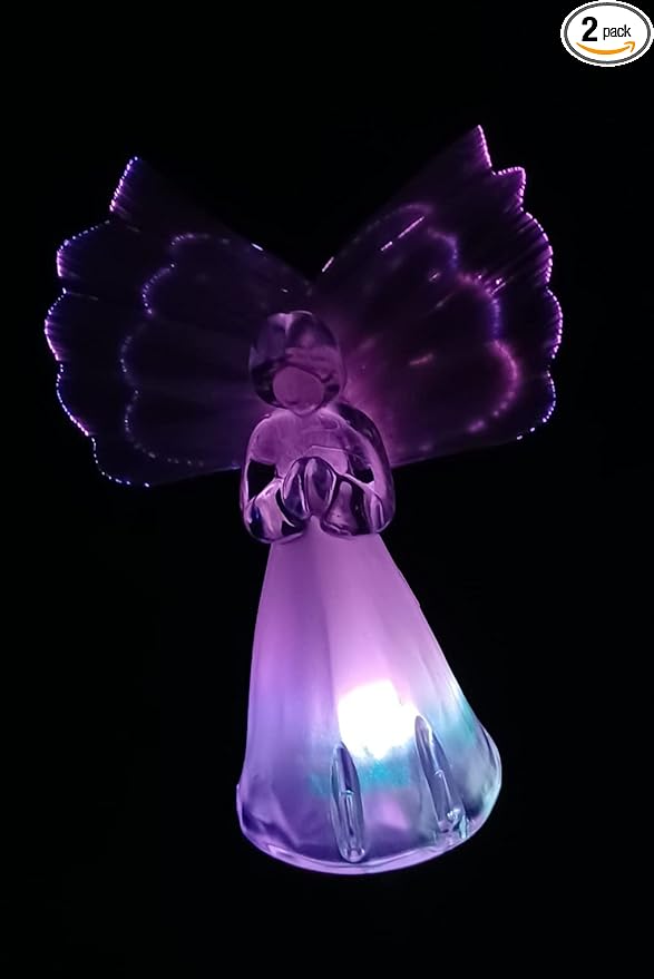 Starry Illuminate 1 PCS Solar Color Changing Fiber Wings Angel Style Garden Stake Light, Clear
