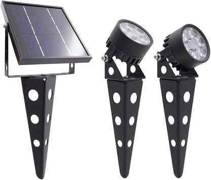 Solar Spot Lights Outdoor Legacy Mini 50X Twin Solar-Powered LED Spotlight (Cool White LED) for Outdoor Garden Yard Landscape Uplight Downlight, Waterproof, Black Finish