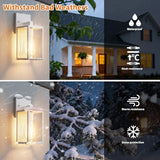 2 Pack White Exterior Lighting Fixtures Wall Mount, Outside Front Porch Lights for House, Outdoor Lantern Lamp, Waterproof Wall Sconce Lights, Coach Light for Garage Entryway