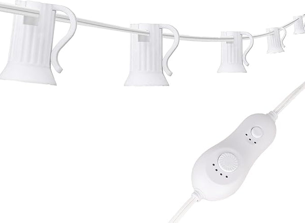 31.5FT C9 String Lights with Dimmer and Timer - Dimmable C9 Light String with 15 E17 Light Sockets 19.68" Spacing | Lumora