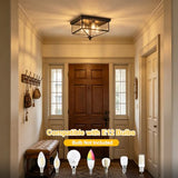 Kalium Farmhouse Style Square Flush Mount Ceiling Light, 4-Light Modern.