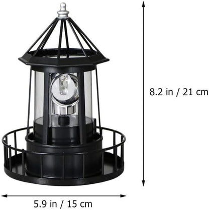 Cabilock Solar Lighthouse Rotating Outdoor Beacon Light 8.3 Inch Waterproof Landscape Lighting for Garden Patio Yard Decor