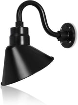 10in. Satin Black Angle Shade Gooseneck Sign Light Fixture With 10in. Long Extension Arm - Wall Sconce Farmhouse | Lumora