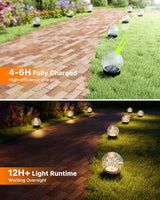 4 Pack 3.94" Warm White Solar Powered Cracked Glass Globe Lights