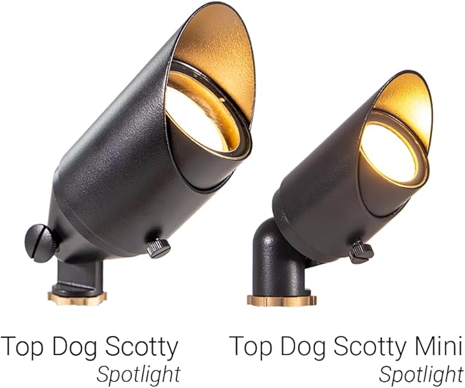 VOLT Top Dog Scotty 12V Cast Brass Mini Outdoor Spotlight (Black) for Low Voltage Landscape Lighting of Yard, Lawn | Lumora