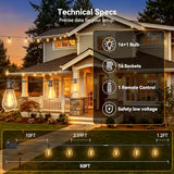 50FT Outdoor String Lights with Remote, Waterproof Patio Lights with 18+1 Shatterproof LED Bulbs,Dimmable Hanging Decor for Backyard Garden Porch Bistro, Timer & 3 Modes,2700K Warm White