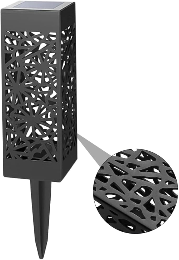 Garneck 2pcs Hollow Solar Lawn Lights Outdoor Garden Stake Lamps Warm/White Light Waterproof Landscape Lighting for Pathway Yard and Driveway