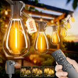 100FT Outdoor String Lights with Remote & Dimmable, 35+1 Shatterproof Waterproof Bulbs, Dimmable Outside Hanging Patio Lights for Backyard, Porch, Deck, Garden 2200K Warm Yellow