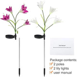 Solar Garden Stake Flower Lights Upgraded 2 Pack Outdoor Waterproof Solar Powered Lights Lily Flowers, 7 Colors | Lumora