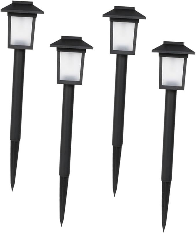 jojofuny 4pcs Solar Lawn Lights Outdoor Led Garden Decor for Pathway Black Solar Lamps Easy Installation for Home Use